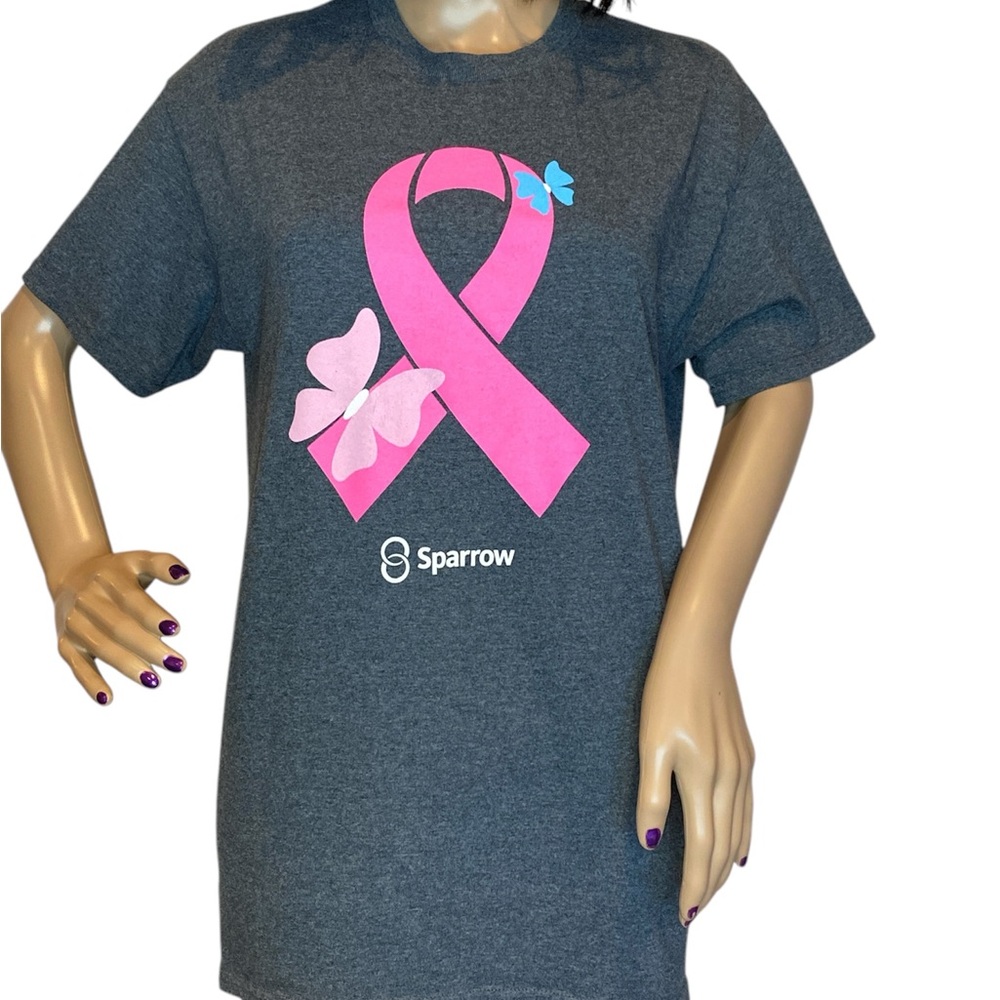 Sparrow Breast Cancer Center Pink Ribbon + Butterflies Tee Shirt Size Medium VGC